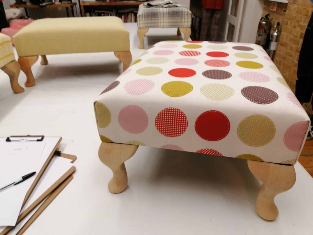 Hand Crafted Footstool using Modern Upholstery